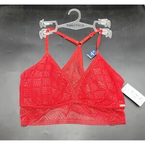 NAUTICA Ladies Size XL Red Lace Bralette Straps Criss Cross Back NWT